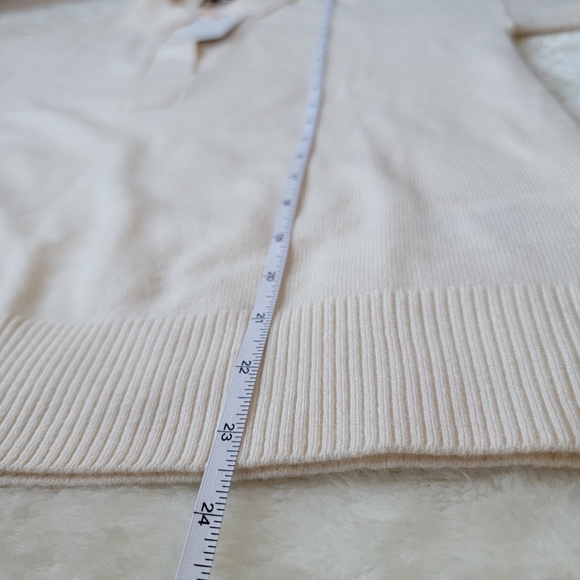 NWT 100% Mongolian Cashmere Polo Sweater in Ivory, M - Picture 6 of 10